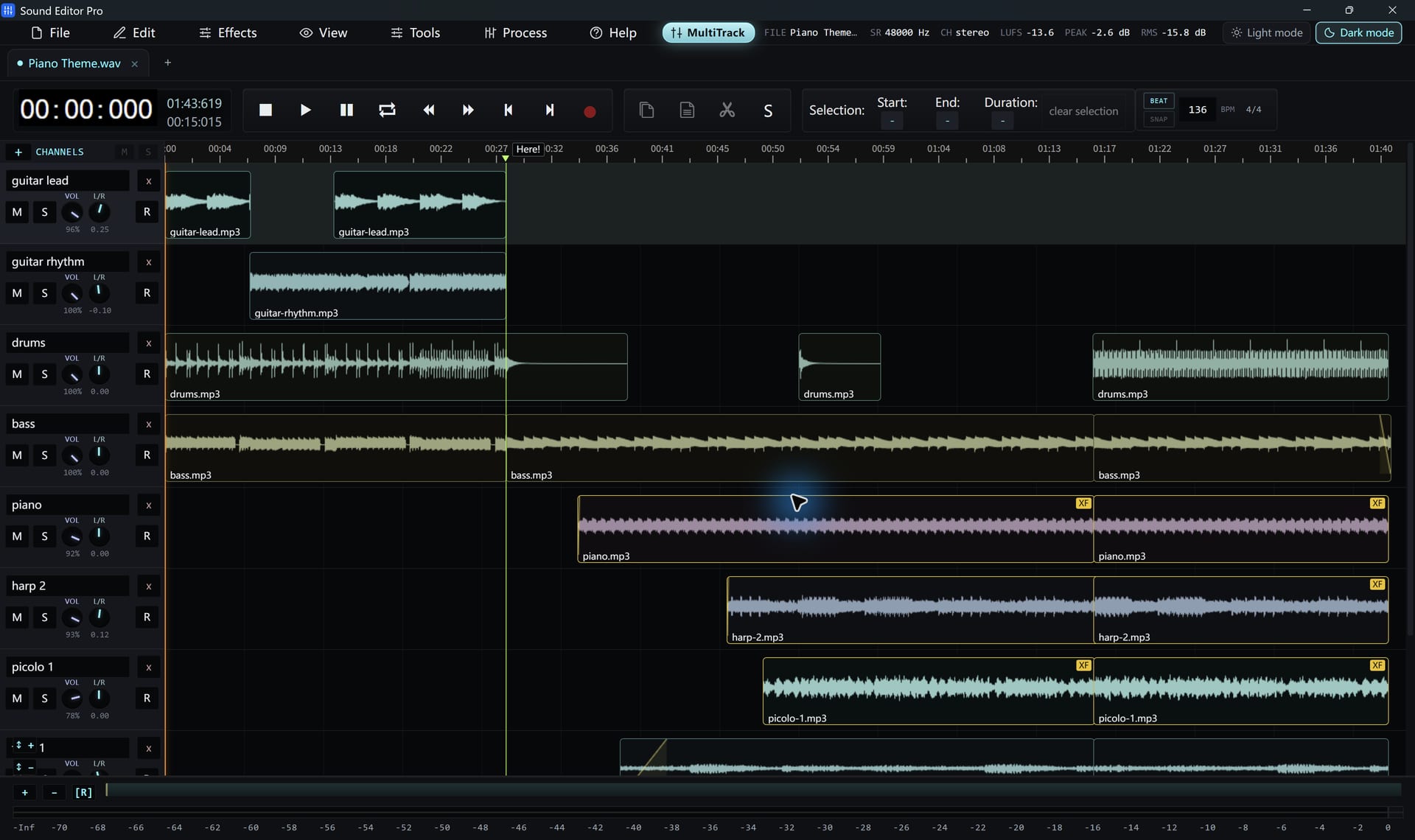 Sound Editor Pro – Multitrack mixing