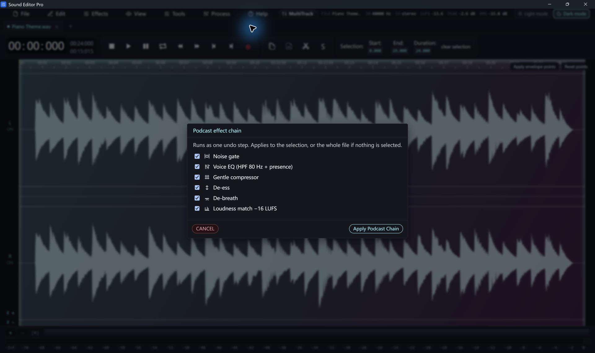 Podcast chain dialog